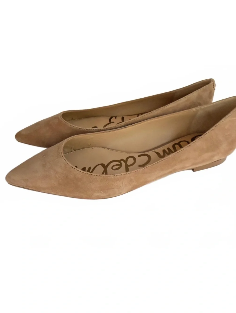 Sam Edelman Women's Hazel Pointed Toe Ballet Flats in Taupe Suede, Size 8